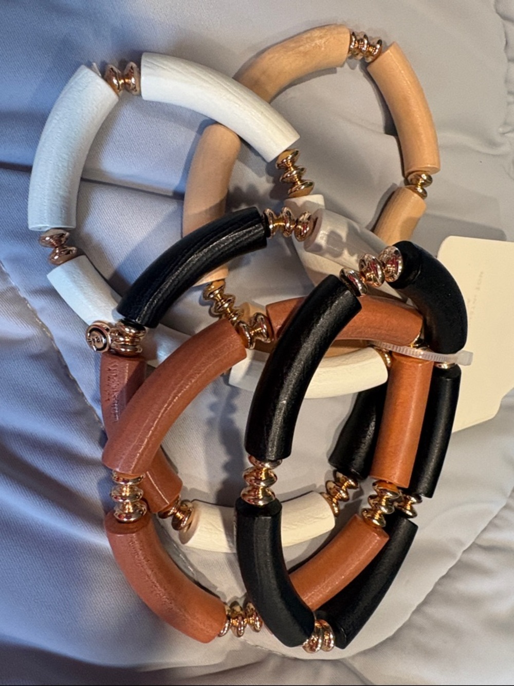 Cato Black, White, Tan and Brown Beaded Stretch Bracelet Set
